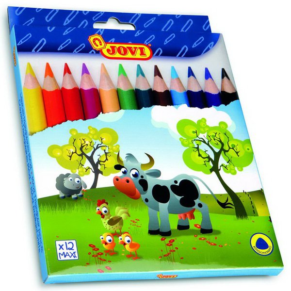 Jovi Drevené pastelky MAXI trojhranné, 12 ks