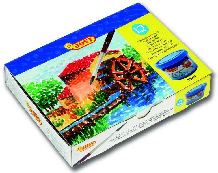 Školské Temperové farby v kelímku, 12 x 35ml + štetec