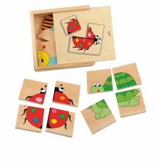 Woody Minipuzzle Lienka, 4  obrázky