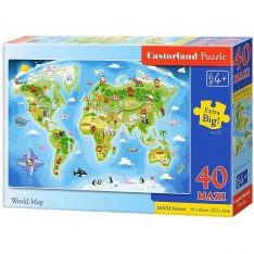 Castorland Puzzle Mapa sveta, 40 dielikov