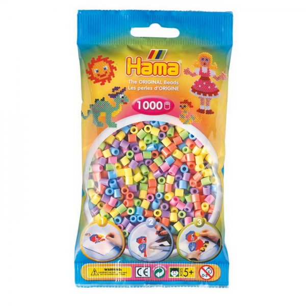 Hama zažehlovacie korálky mix farieb pastelové, 1000 ks
