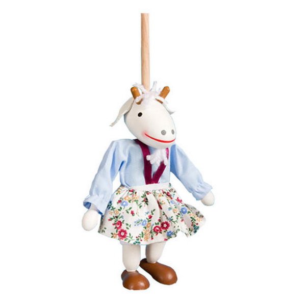 Bábka na tyči bez nití Kozička modrá, 16 cm