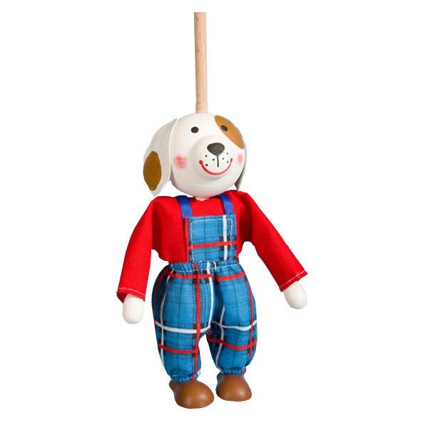Bábka na tyči bez nití Psík, 16 cm