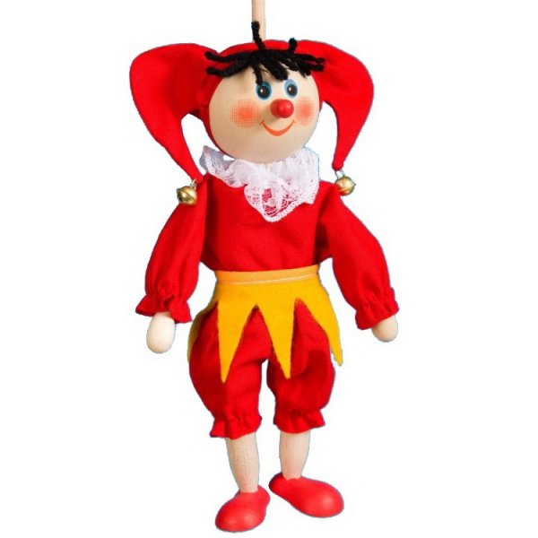 Bábka na tyči bez nití Šašo, 20 cm