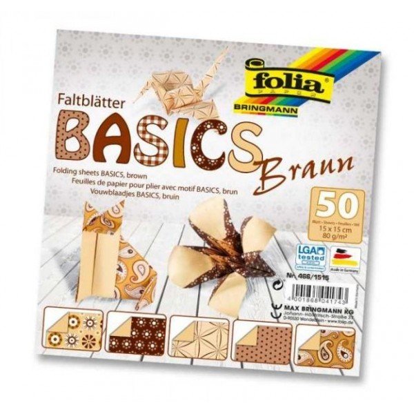 Folia Origami papier Basics Hnedý, 50 ks