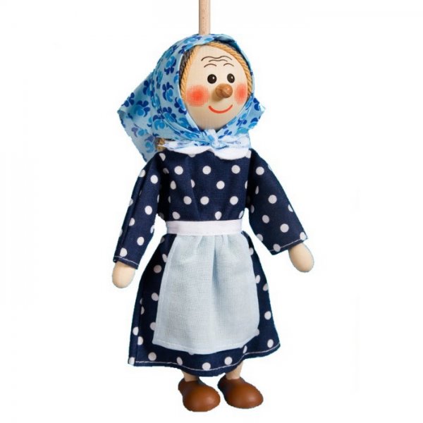 Bábka na tyči bez nití Babička, 20 cm