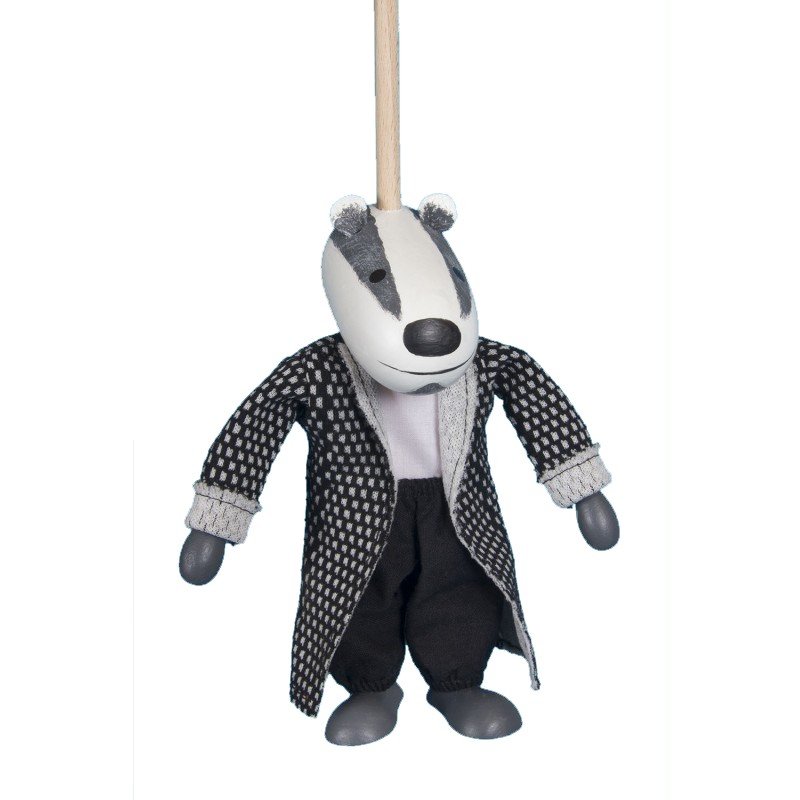 Bábka na tyči bez nití Jazvec, 20 cm