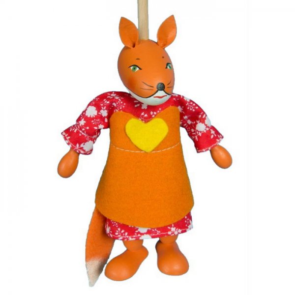 Bábka na tyči bez nití Líška žltá, 16 cm