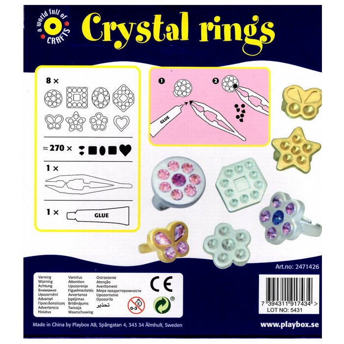 Playbox Prstienky sada s kamienkami, 8 ks