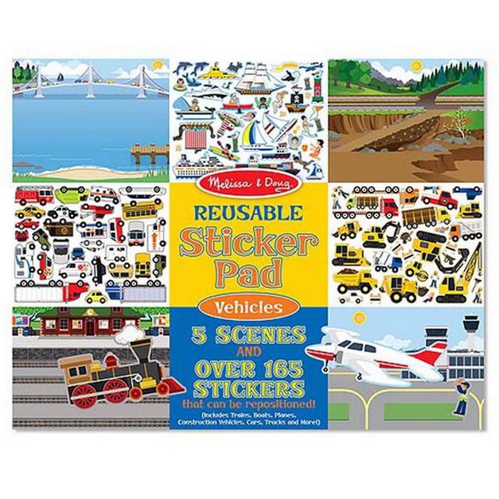Melissa & Doug - Blok s adheznými samolepkami Dopravné prostriedky, 165+