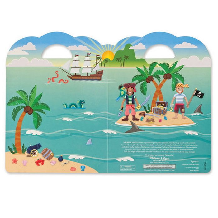Melissa & Doug - Zošit s adhéznymi samolepkami Piráti, 51+