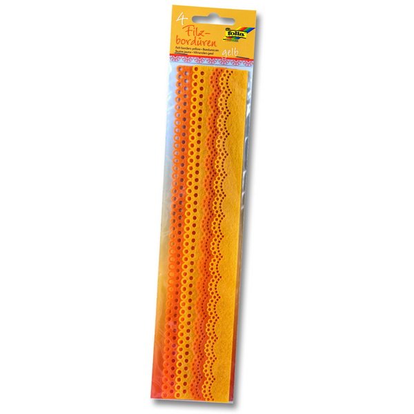 Folia Bordúry z filcu v žltých tónoch, 4 ks, 30 cm