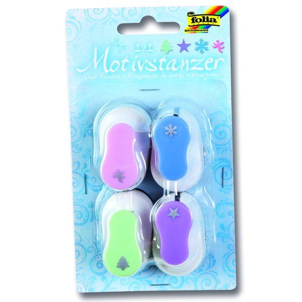 Folia Dierkovačka ozdobná 4 ks, 8 mm - strom, hviezda, vločka, anjelik