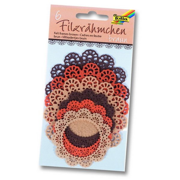 Folia Filcové ramčeky v hnedých tónoch, 6 ks