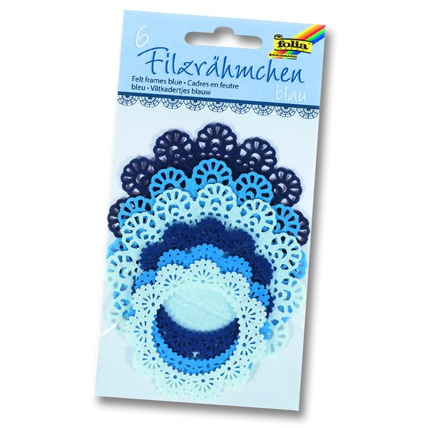 Folia Filcové ramčeky v modrých tónoch, 6 ks