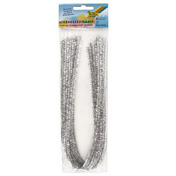 Folia Ženilkové modelovacie drôtiky strieborné 50 cm, 10 ks