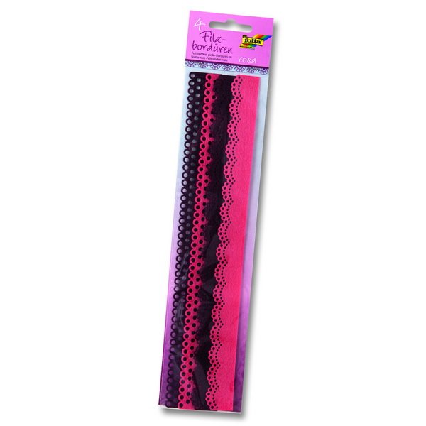 Folia Bordúry z filcu v červených tónoch, 4 ks, 30 cm
