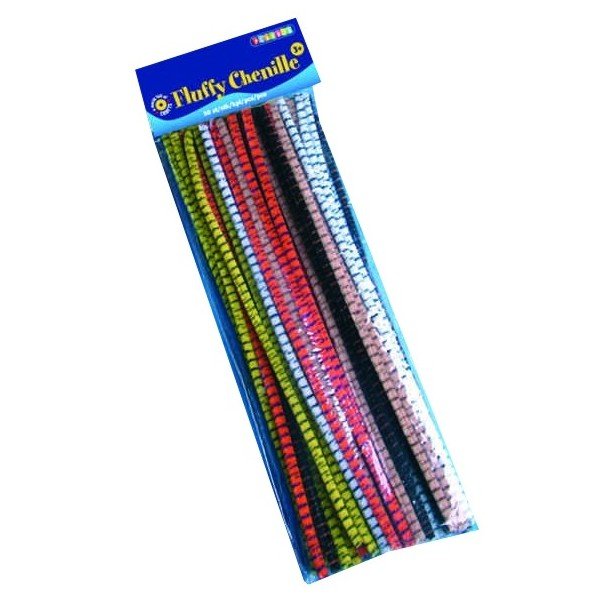 Playbox Chenille farebné prúžkované 30 cm, 50 ks