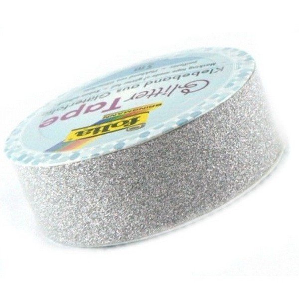 Folia Glitter Tape - dekoračná lepiaca páska - Strieborná