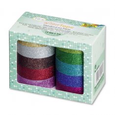Folia Glitter Tape - dekoračná lepiaca páska veľká sada MIX farieb, 10 ks