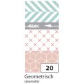 Folia Washi Tape - dekoračná lepiaca páska - Geometrické tvary, 4 ks