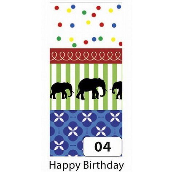 Folia Washi Tape - dekoračná lepiaca páska - Happy Birthday, 4 ks