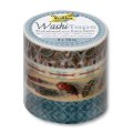 Folia Washi Tape - dekoračná lepiaca páska - Indické motívy, 4 ks
