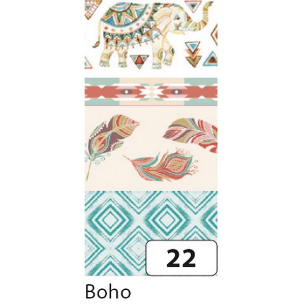 Folia Washi Tape - dekoračná lepiaca páska - Indické motívy, 4 ks