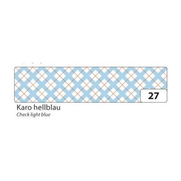 Folia Washi Tape - dekoračná lepiaca páska - Károvaná svetlo modrá