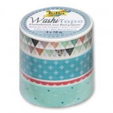 Folia Washi Tape - dekoračná lepiaca páska - Pastel, 4 ks