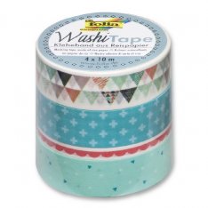 Folia Washi Tape - dekoračná lepiaca páska - Pastel, 4 ks