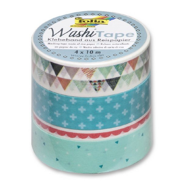 Folia Washi Tape - dekoračná lepiaca páska - Pastel, 4 ks