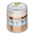 Folia Washi Tape - dekoračná lepiaca páska - Ružová, zlatá, 4 ks
