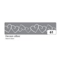 Folia Washi Tape - dekoračná lepiaca páska - Strieborná s bielymi srdciami