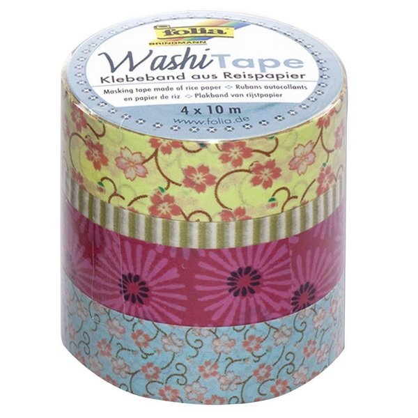 Folia Washi Tape - dekoračná lepiaca páska - Tanec kvetín, 4 ks