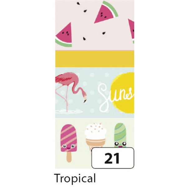 Folia Washi Tape - dekoračná lepiaca páska - Tropical, 4 ks