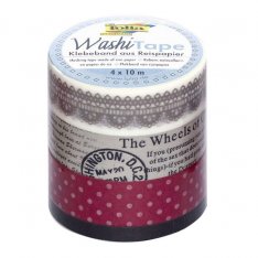 Folia Washi Tape - dekoračná lepiaca páska - Vintage, 4 ks