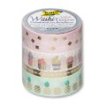 Folia Washi Tape - dekoračná lepiaca páska - Zlatá, 4 ks