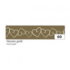 Folia Washi Tape - dekoračná lepiaca páska - Zlatá s bielymi srdciami