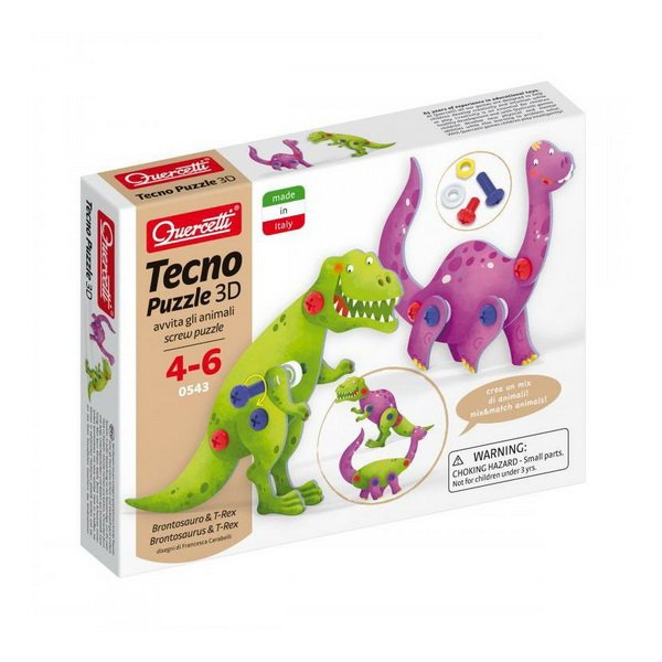 Quercetti Tecno Puzzle 3D - brontosaurus a T-Rex
