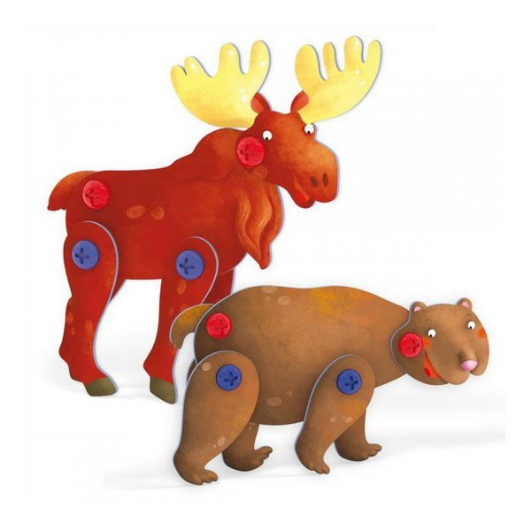 Quercetti Tecno Puzzle 3D - medveď a los