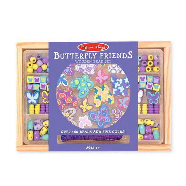 Melissa & Doug - Drevené korálky - Motýlikovia 120+