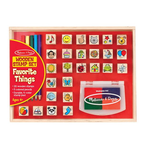Melissa & Doug - Drevené pečiatky, 26 ks