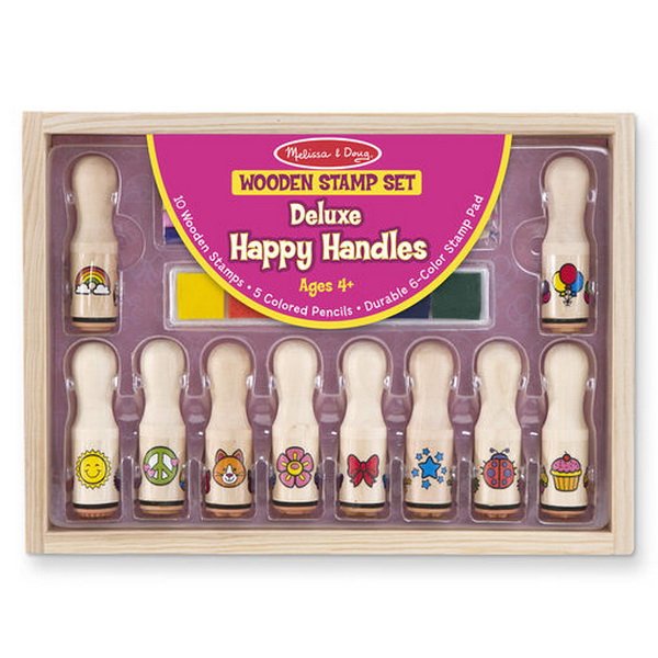 Melissa & Doug - Drevené pečiatky v krabičke Symboly, 10 ks