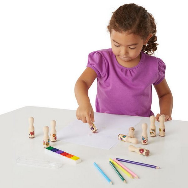 Melissa & Doug - Drevené pečiatky v krabičke Symboly, 10 ks