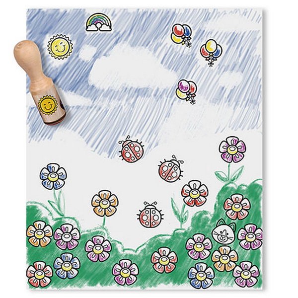 Melissa & Doug - Drevené pečiatky v krabičke Symboly, 10 ks