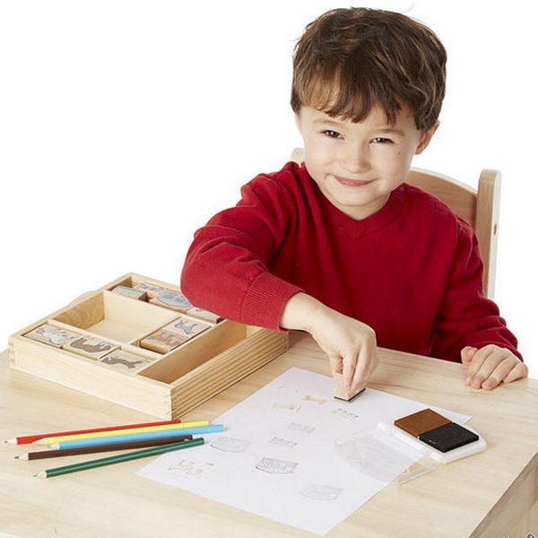 Melissa & Doug - Drevené pečiatky v krabičke - Kone