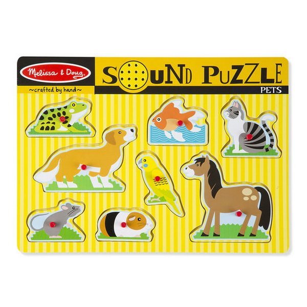 Melissa & Doug - Drevené puzzle so zvukmi - Domáce zvieratká