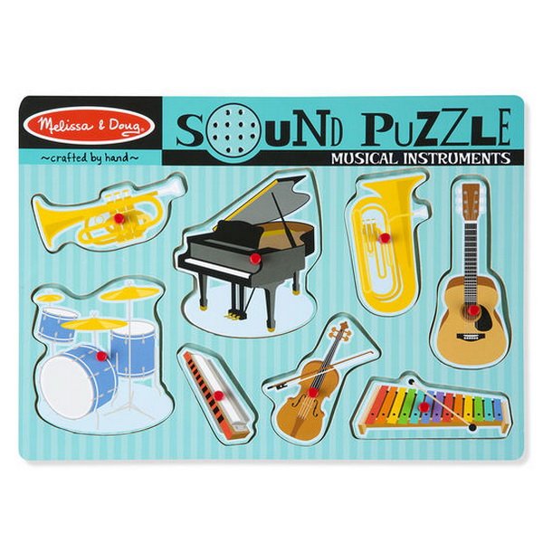 Melissa & Doug - Drevené puzzle so zvukmi - Hudobné nástroje