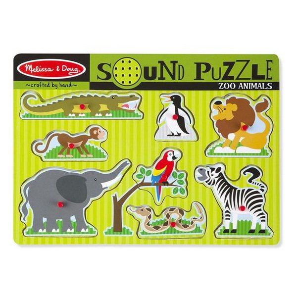 Melissa & Doug - Drevené puzzle so zvukmi - ZOO